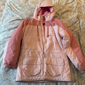 Girls Columbia fleece lined Pink Kids Jacket with hood size M 10-12